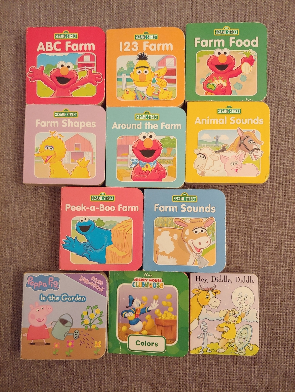 Sesame Street Farm Board Books Set - Colorful Kids Farm Titles